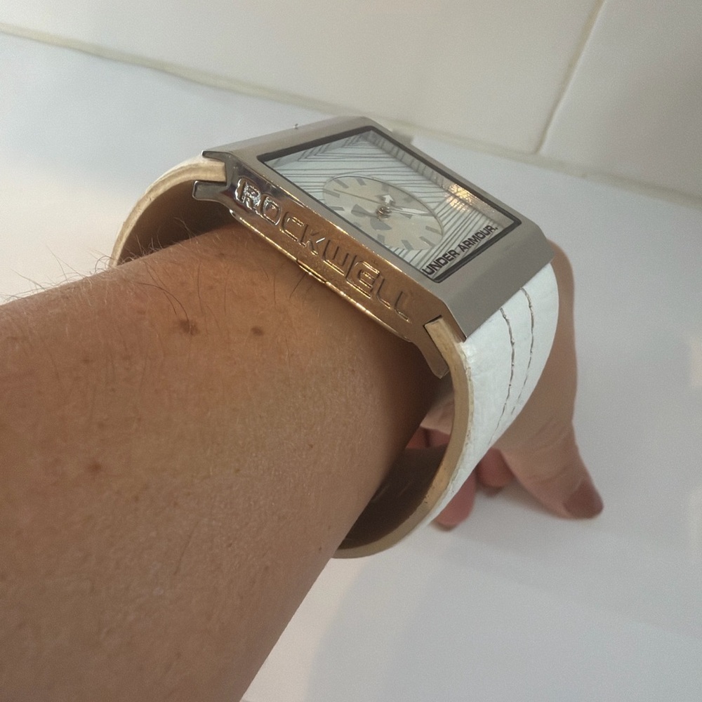 Under Armour Rockwell Square Cuff Watch White Leather Mercedes Collaboration - Picture 2 of 4
